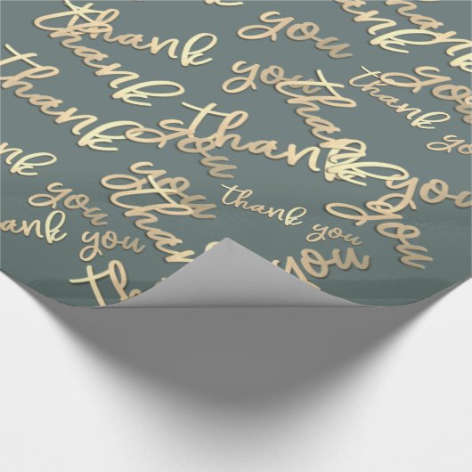 Vielen Dank Gold Script Gray Gastgeschenk Hochzeit Geschenkpapier (Ecke)