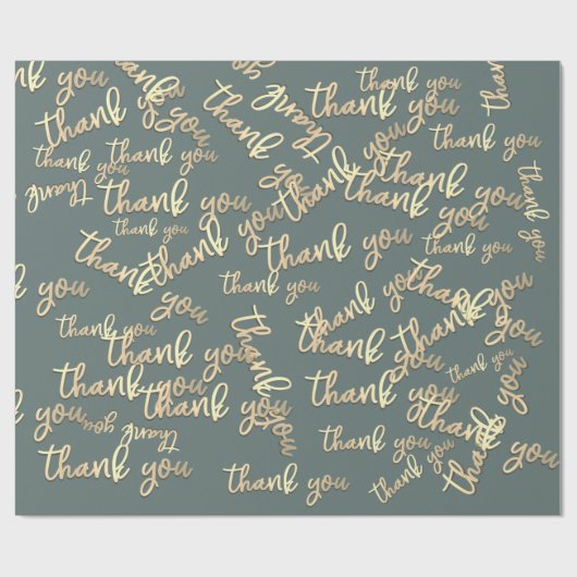 Vielen Dank Gold Script Gray Gastgeschenk Hochzeit Geschenkpapier (Flach)