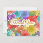 Vielen Dank Gold Script Moderne Aquarellfarben Flo Dankeskarte (Vorderseite)