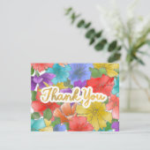 Vielen Dank Gold Script Moderne Aquarellfarben Flo Dankeskarte (Stehend Vorderseite)