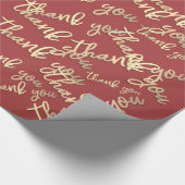 Vielen Dank Gold Script Rose Gastgeschenk Hochzeit Geschenkpapier (Ecke)