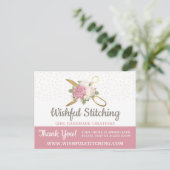 Vielen Dank Gold Sewing Scissors Shabby Chic 4-Fot Postkarte (Stehend Vorderseite)