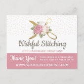 Vielen Dank Gold Sewing Scissors Shabby Chic 4-Fot Postkarte (Vorderseite)