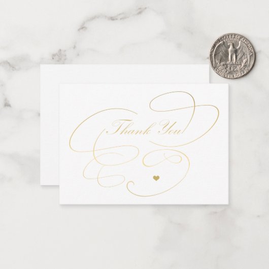 Vielen Dank Gold Skript einfach elegant Mitteilungskarte (Vorderseite/Rückseite Beispiel)