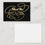 Vielen Dank Gold Skript einfach elegante schwarz Mitteilungskarte (Vorne/Hinten)