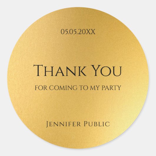 Vielen Dank Gold Template Elegant Golden Design Runder Aufkleber (Vorderseite)