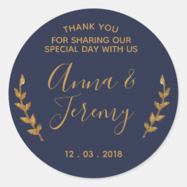 Vielen Dank, Gold und Navy Blue Feather Sticker