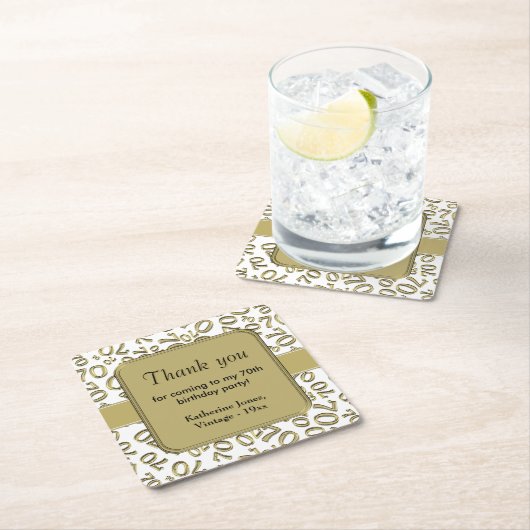 Vielen Dank: Gold/Weiß 70. Random Number Pattern Rechteckiger Pappuntersetzer (Vor Ort)