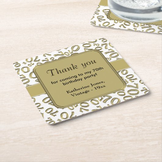 Vielen Dank: Gold/Weiß 70. Random Number Pattern Rechteckiger Pappuntersetzer (angewinkelt)
