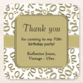 Vielen Dank: Gold/Weiß 70. Random Number Pattern Rechteckiger Pappuntersetzer (Vorderseite)