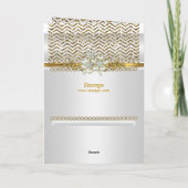 Vielen Dank Gold Zickzack White Diamond Pearl Dankeskarte (Rückseite)