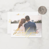 Vielen Dank, Golden handwriting Hochzeit Foto Mitteilungskarte (Vorderseite/Rückseite Beispiel)