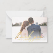 Vielen Dank, Golden handwriting Hochzeit Foto Mitteilungskarte (Vorderseite)