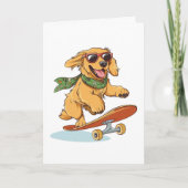 Vielen Dank Golden Retriever Hund Skateboarding Dankeskarte (Vorderseite)