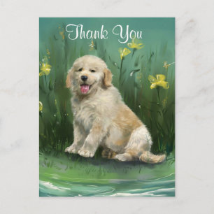 Vielen Dank, Golden Retriever Puppy Postcard Postkarte