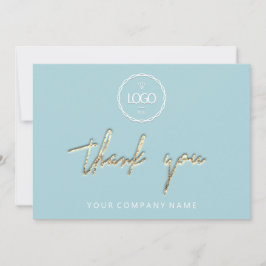 Vielen Dank, Golden Script Business Logo Aqua Einladung