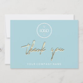 Vielen Dank, Golden Script Business Logo Aqua Einladung