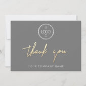 Vielen Dank, Golden Script Business Logo Grau Einladung (Vorderseite)