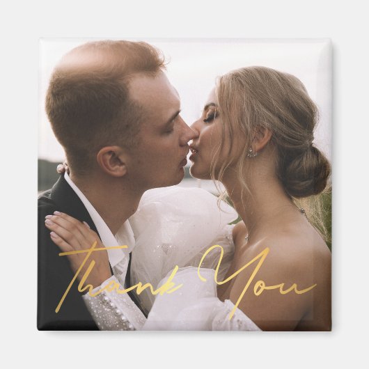 Vielen Dank, Golden Script Hochzeit Foto trendy Magnet (Vorne)