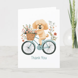 Vielen Dank Goldendoodle Dog Biking Spring Blumen Dankeskarte