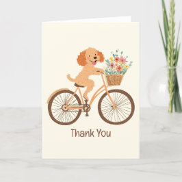 Vielen Dank Goldendoodle Dog Biking Spring Blumen Dankeskarte