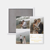 Vielen Dank, goldene Handschrift Hochzeit 3 Fotos Magnet (Vorderseite/Rückseite)