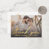 Vielen Dank, goldenes handwrites Hochzeitsfest Fot Mitteilungskarte (Vorderseite/Rückseite Beispiel)