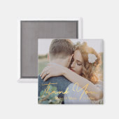 Vielen Dank, goldenes kalligraphisches Hochzeitssz Magnet (Vorderseite/Rückseite)