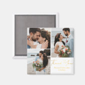 Vielen Dank, Goldkalligraphie Hochzeit 3 Fotos Magnet (Vorderseite/Rückseite)