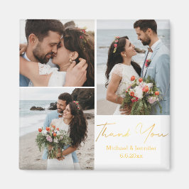 Vielen Dank, Goldkalligraphie Hochzeit 3 Fotos Magnet