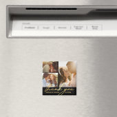 Vielen Dank Goldkalligraphie Hochzeit 3 Fotos schw Magnet (In Situ (Geschirrspüler))