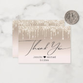 Vielen Dank, Goldluxus tropfende Glitzer Hochzeit Mitteilungskarte (Vorderseite/Rückseite Beispiel)