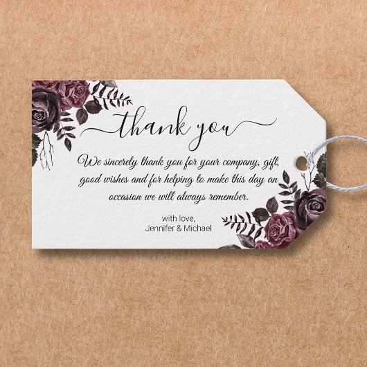 Vielen Dank gotisch florale Hochzeit modern chic Geschenkanhänger