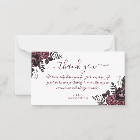 Vielen Dank gotisch florale Hochzeit modernen rote Mitteilungskarte (Vorderseite)