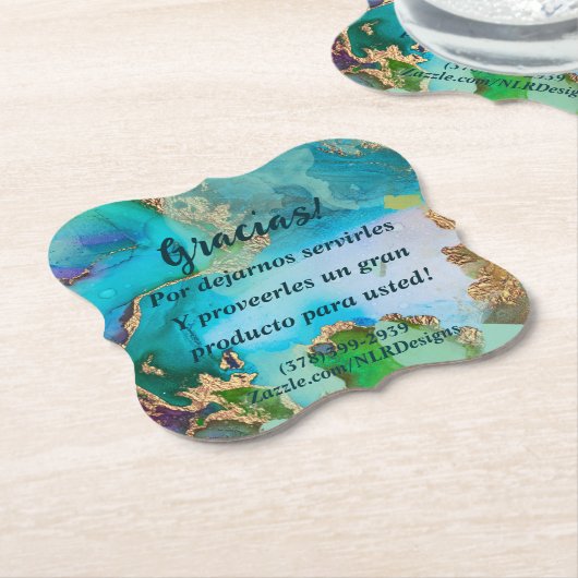 Vielen Dank Gracias Marble Blue Lila Edit Ihre eig Untersetzer (angewinkelt)