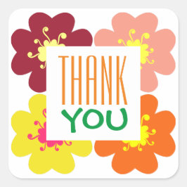 Vielen Dank, Grafische Blume Geburtstag Quadratischer Aufkleber