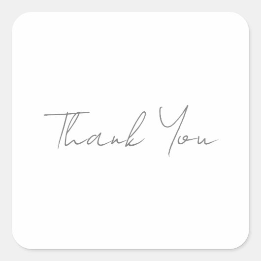Vielen Dank, Gray handschriftlich klassischen Chic Quadratischer Aufkleber (Vorderseite)