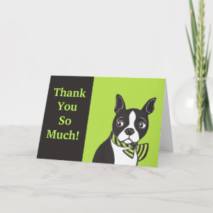 Vielen Dank! Green Black Boston Terrier Card Dankeskarte