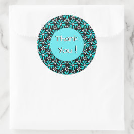 Vielen Dank Groovy Batik Türkise Blume Muster Runder Aufkleber