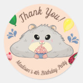 Vielen Dank Hamster Bday Pool Party Runder Aufkleber (Vorderseite)