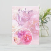 Vielen Dank Hand Script Elegantwasser Rose Dankeskarte (Stehend Vorderseite)