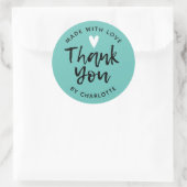 Vielen Dank, handmade mit Liebe aquamarin Classic Runder Aufkleber (Tasche)