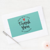 Vielen Dank, Handmade mit Liebe Aquamarin Rechteckiger Aufkleber (Umschlag)