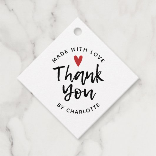 Vielen Dank, Handmade mit Liebe Geschenkanhänger (Vorderseite)