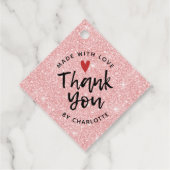 Vielen Dank, Handmade mit Liebe Rosa Glitzer Geschenkanhänger (Rückseite)