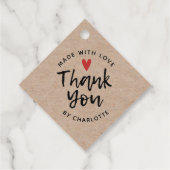 Vielen Dank Handmade mit Liebe Rustic Kraft Geschenkanhänger (Rückseite)