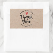 Vielen Dank Handmade mit Liebe Rustic Kraft Rechteckiger Aufkleber (Tasche)