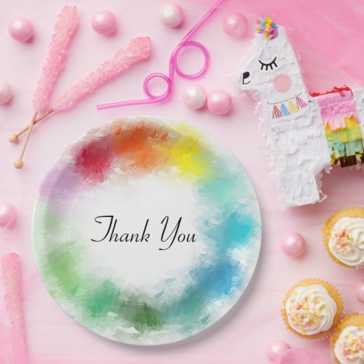 Vielen Dank Handschrift farbige Vorlage Moderne Pappteller (Party)