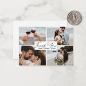 Vielen Dank handwriting Hochzeit 4 Fotos Collage Mitteilungskarte (Vorderseite/Rückseite Beispiel)