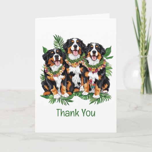 Vielen Dank Hawaiian Bernese Mountain Hunde Dankeskarte (Vorderseite)